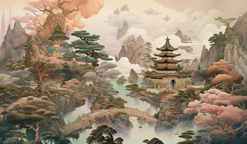 中国风国潮插画建筑背景图,插画/手绘图,插画/手绘图库,插画/手绘图下载,插画/手绘
